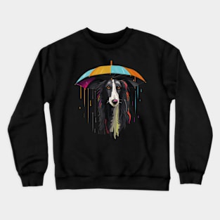 Borzoi Rainy Day With Umbrella Crewneck Sweatshirt